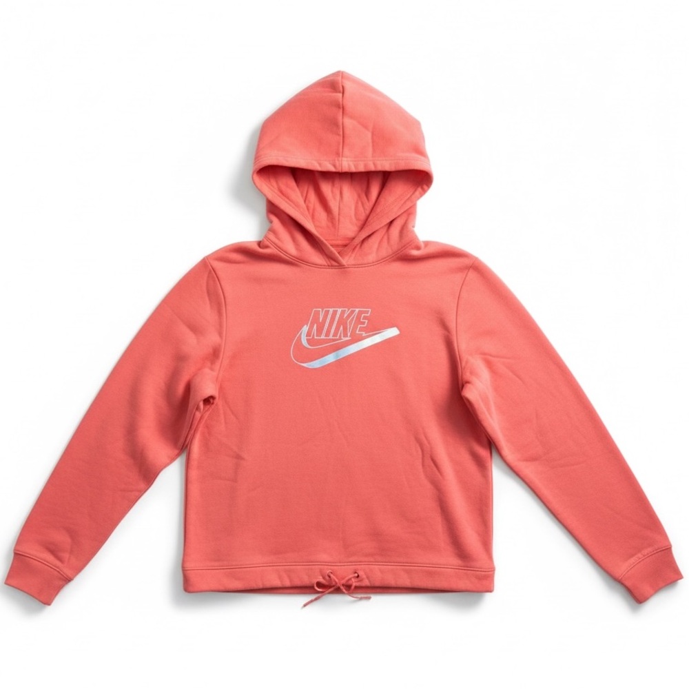Nike Swoosh Hoodie Athleisure Streetwear Fleece Lounge Pullover Coral Pink Small